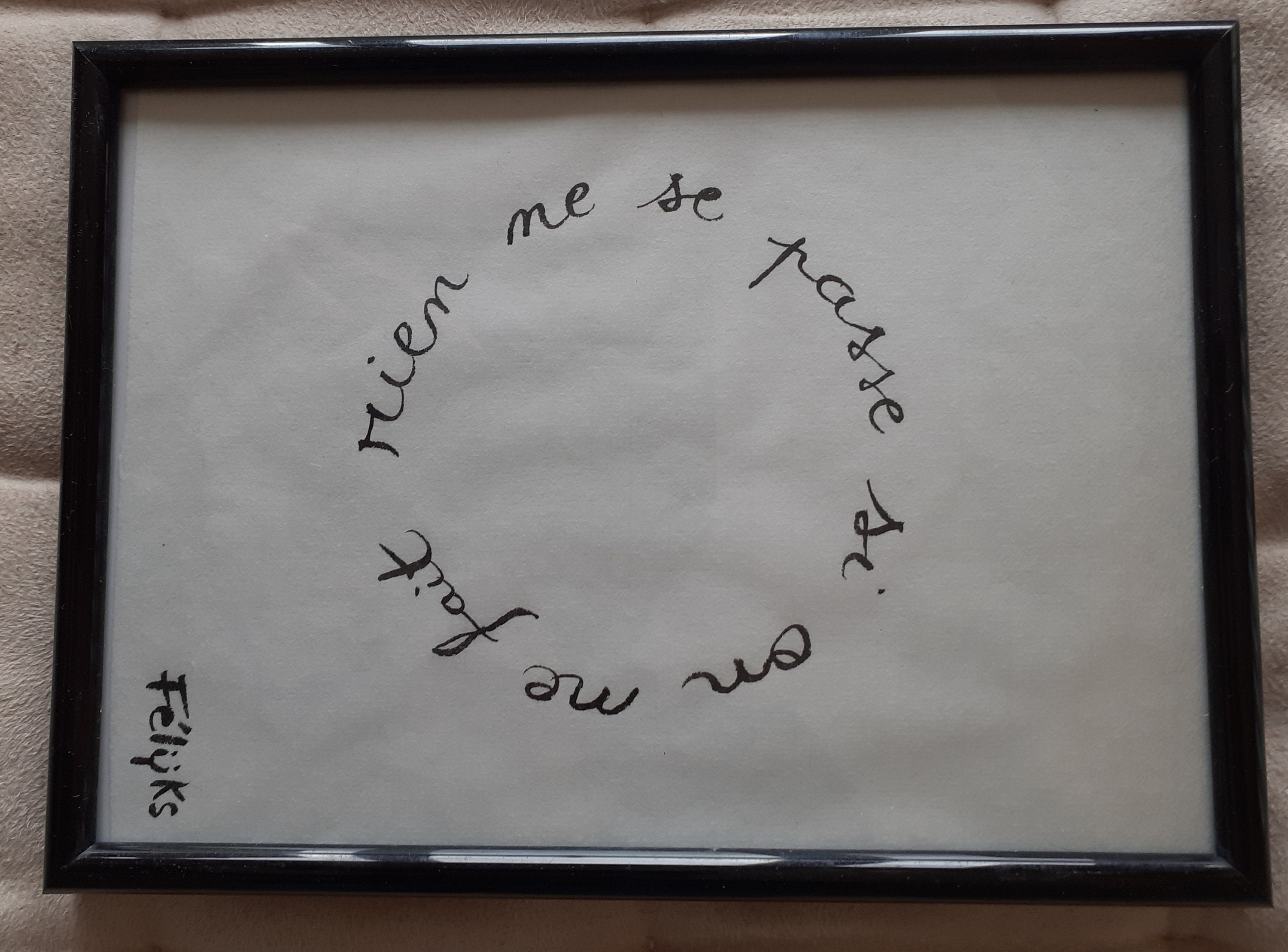 Cadre Poétique - Bulle de Pensée Originale Calligraphiée 16 cm X 22 cm