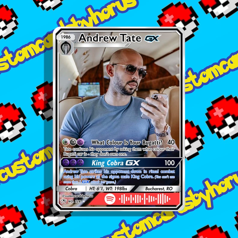 Andrew Tate Holographic Pokemon Card Tiktok Sigma Top G Etsy New Zealand