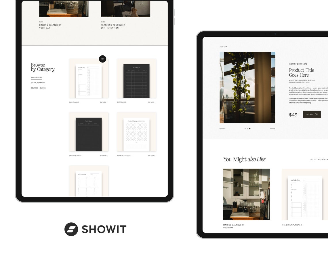 Shop Showit Template, Shop Add on for Showit, Showit Website Template