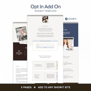 Showit Website Opt-In Add-On, Lead Magnet Landing Page Template