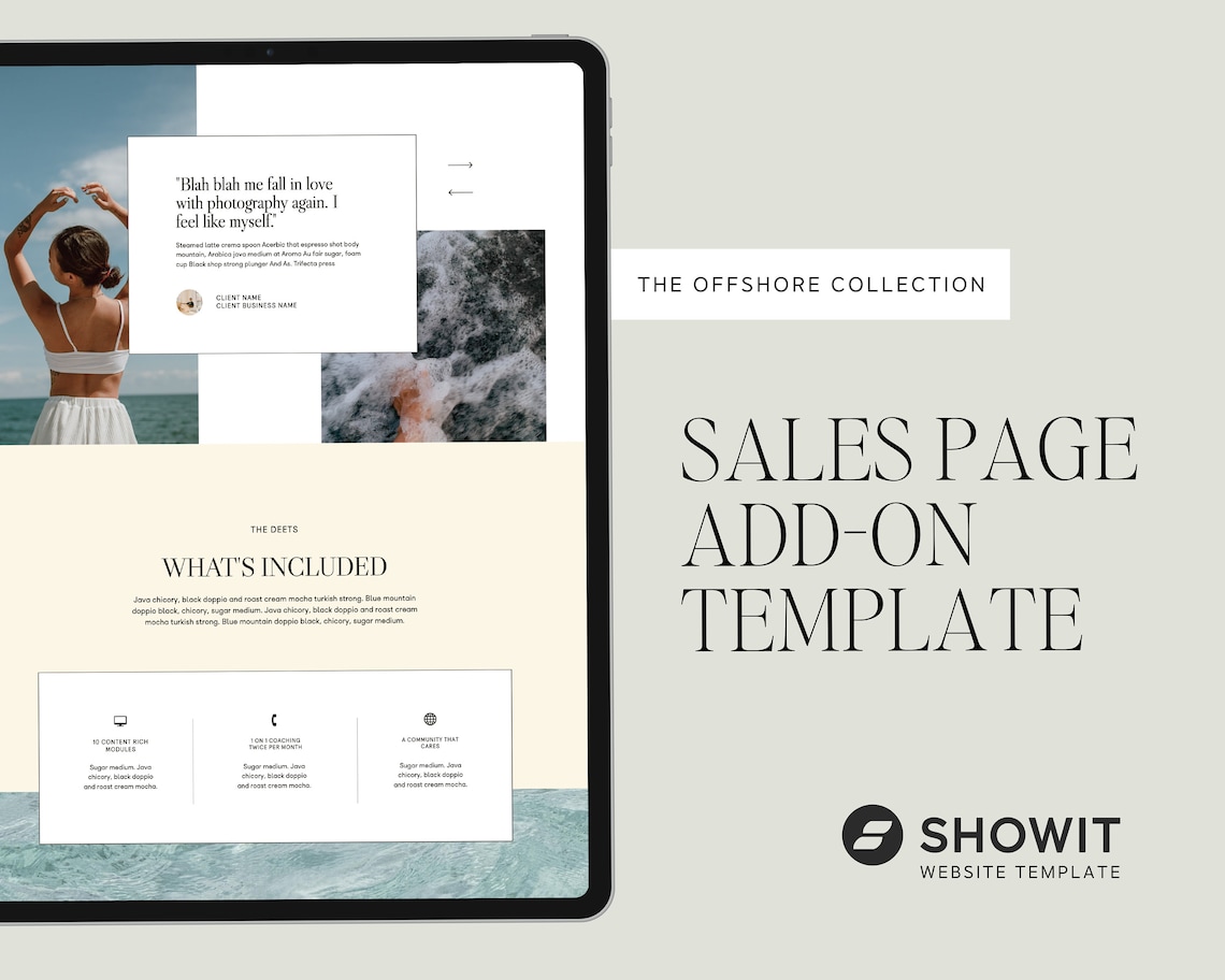 Showit Sales Page Website Template Showit Website Template Etsy