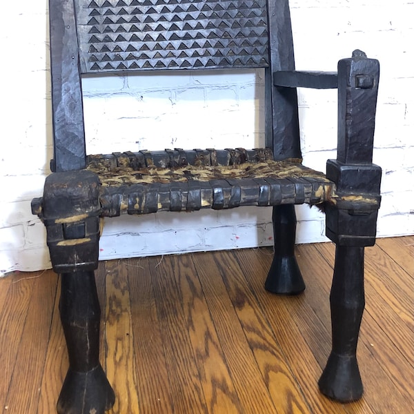 Early 20th Century Ethiopian Handmade Primitive Social Chair