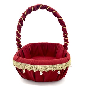 Indian Red Wedding Flower Girl Basket Tray Nikkah Shaadi Walima Bidh Mendhi Candle Holder Box For Trinkets Jewellery Bridesmaids Engagements