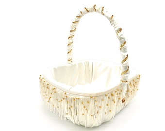 Wedding basket for nikah shaadi walima bidh tray handmade in gold and white