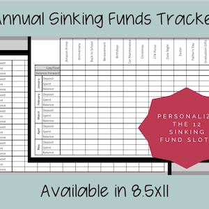 Annual SINKING FUNDS TRACKING Sticker, Cash Envelope Tracker, Spending Tracker, Budget Sticker, Fits Erin Condren 8.5x11 or Similar