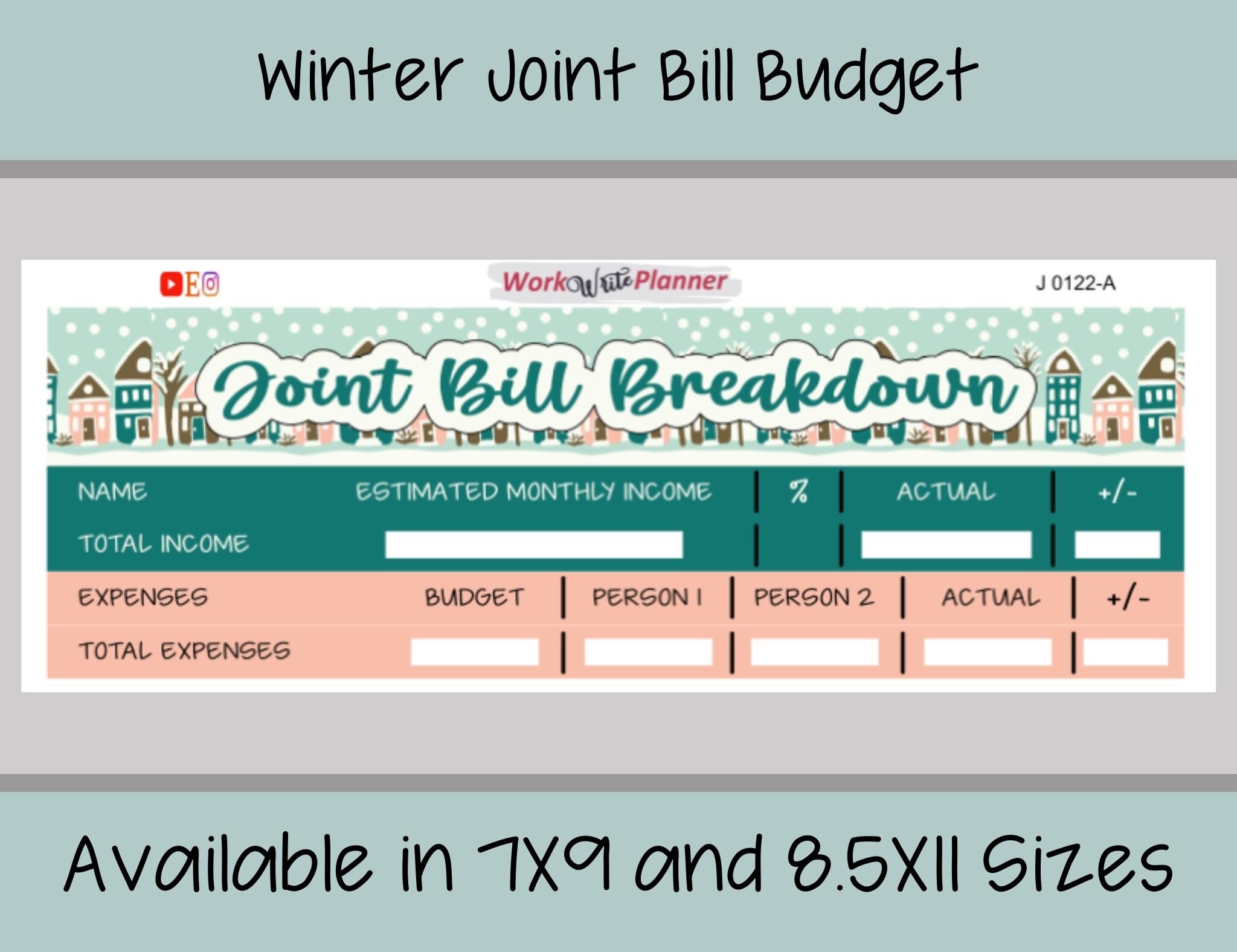 Roommate Budget Sticker Joint Monthly Budget Sticker JOINT BILL BUDGET Fits Erin Condren Planner or Similar || J-0222 Roommate Budget Sticker Joint Monthly Budget Sticker JOINT BILL BUDGET Fits Erin Condren Planner or Similar || J-0222
