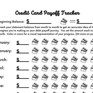 PDF CREDIT CARD Payoff Printable, Credit Card Payoff Tracker, Prints 8.5x11 - Etsy