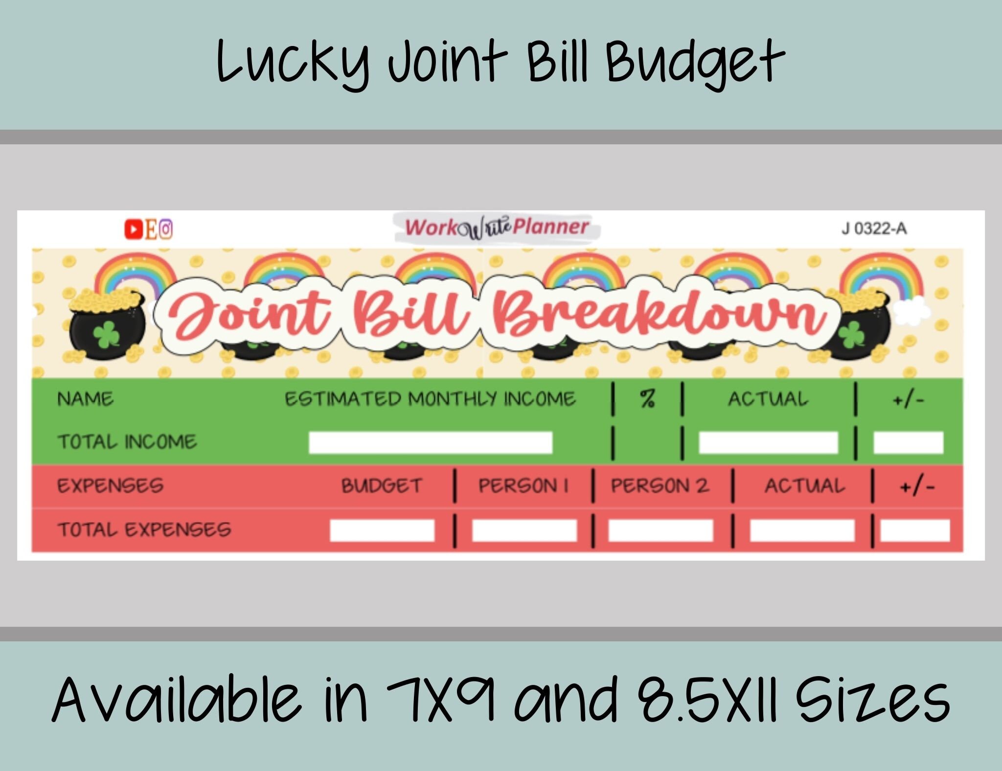 Roommate Budget Sticker Joint Monthly Budget Sticker JOINT BILL BUDGET Fits Erin Condren Planner or Similar || J-0222 Roommate Budget Sticker Joint Monthly Budget Sticker JOINT BILL BUDGET Fits Erin Condren Planner or Similar || J-0222