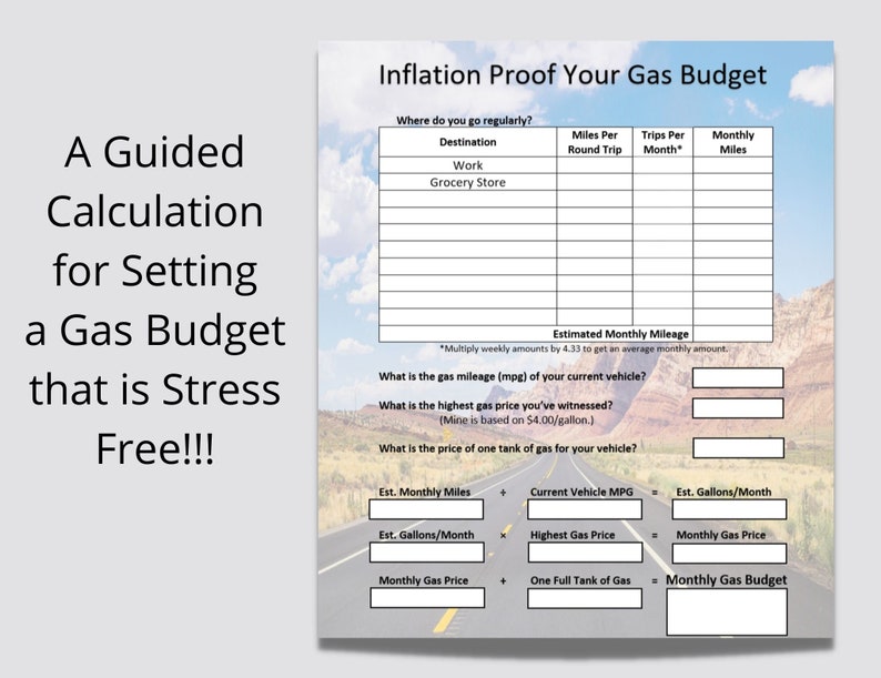 Gas Budget Worksheet, Inflation Proof Your Gas Budget Worksheet