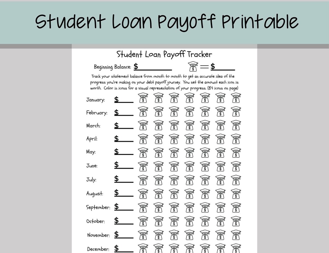 Student Loan Payoff Tracker Printable Student Loan Sink Pay Off The