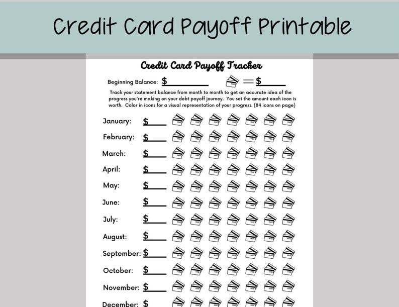 PDF CREDIT CARD Payoff Printable, Credit Card Payoff Tracker, Prints 8.5x11 - Etsy