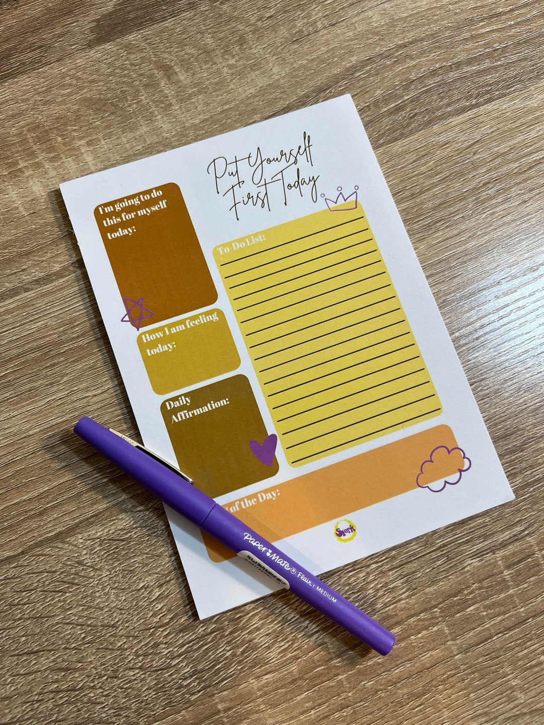Put Yourself First Self Care Notepad Mental Health Planner Self Love