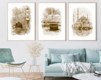 Set of 3 Digital mosque Prints |  | Allah, Muhammad SAW, Kaabah, Muslim Photography art | Digital Download Only