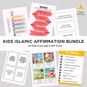 Tarjetas de afirmación islámicas para niños imprimibles / Recordatorios positivos musulmanes / Afirmaciones diarias para niños / Herramientas para padres / Descarga digital