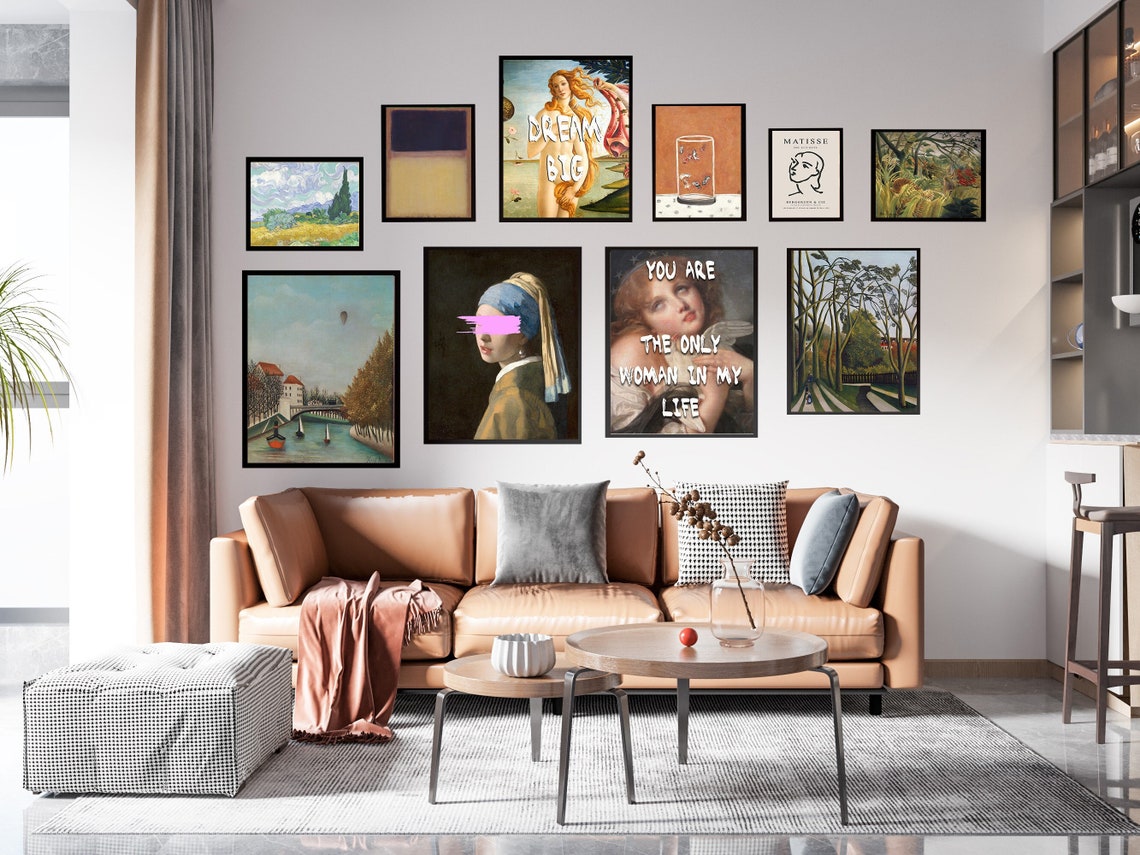 Eclectic Wall Art Set Eclectic Gallery Wall Famous Etsy