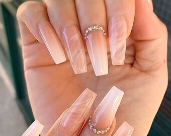 Marble Coffin Nails Etsy Marble Coffin Nails Etsy