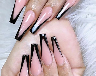 Pink Coffin Nails Etsy