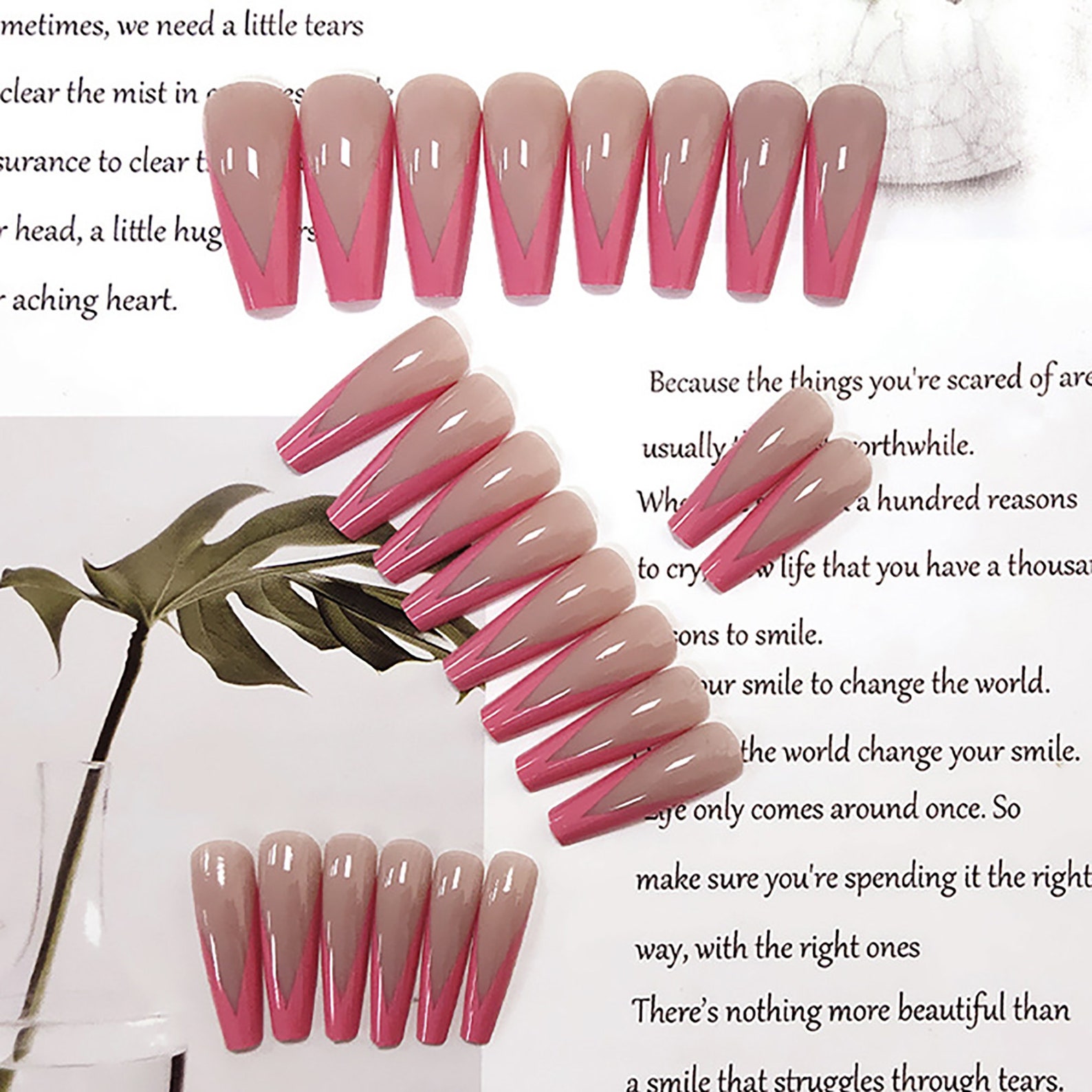 24pcs Long Pink Ballet False Nails Long Press On Nails Etsy