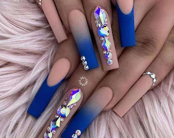 Blue Coffin Nails Etsy Blue Coffin Nails Etsy
