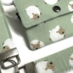 Kleines Portemonnaie Kinder, Brustbeutel Mädchen, Geschenk Set zur Einschulung, Kinder Geldbörse Schafe, Kinder Brustbeutel, Geldbeutel Kind