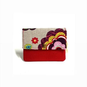 Kleine Geldbörse Damen, Buntes Blumen Portemonnaie aus Stoff, Mädchen Portmonee bunt | Hippie Accessoire, Mini Täschchen mit Reißverschluss