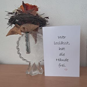 Kaart "Wie loslaat...", dubbele kaart op fotopapier met envelop en inlegvel voor de tekst
