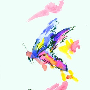 Kaart "Vlinder 1", dubbele kaart op aquarelpapier met envelop en inlegvel voor de tekst