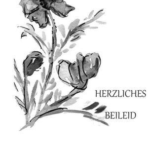 Carte de condoléances, carte double avec enveloppe et encart pour le texte