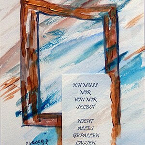 Kaart "Ik moet iets over mezelf vertellen...", dubbele kaart op fotopapier met envelop en inlegvel voor de tekst