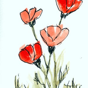 Kaart "Poppy Blossoms", AU2 dubbele kaart op fotopapier met envelop en inlegvel voor de tekst