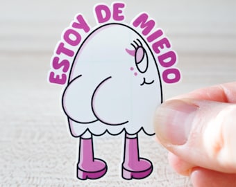 Cute Ghost Sticker, Halloween, Vinyl Waterproof Sticker, Funny Phrase, Laptop & Journal Sticker