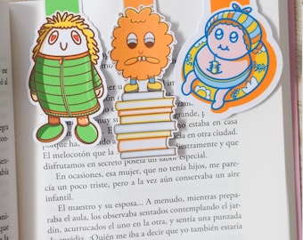 Set of 3 Magnetic Bookmarks Cute Characters, Kawaii Bookmark Set, Handmade Bookmark Bundle, Reader Gift, Book Lover Gift, Cute Stationery
