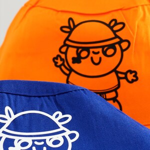 Cute Bucket Hat, Blue Hat, Orange Hat, Kawaii Illustrated Cotton Hat, Cozy Aesthetic Streetwear Accessory image 6