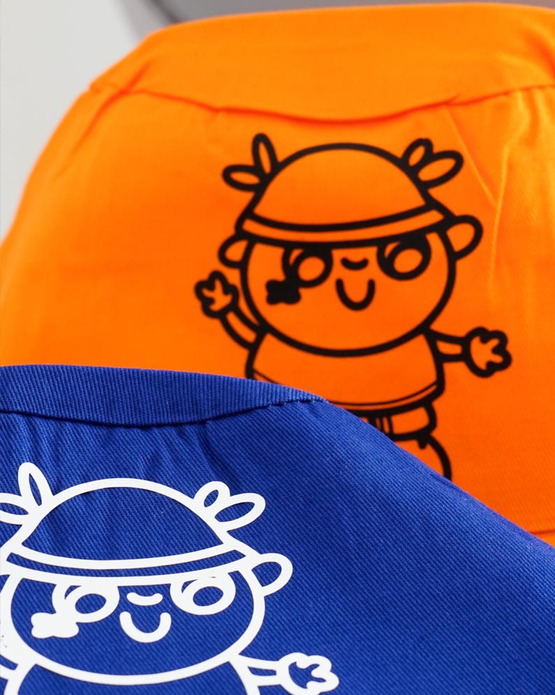 Cute Bucket Hat, Blue Hat, Orange Hat, Kawaii Illustrated Cotton Hat, Cozy Aesthetic Streetwear Accessory image 6