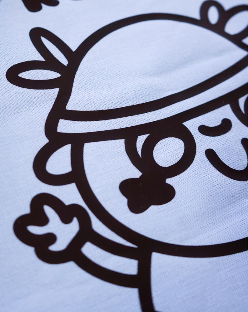 Torba z nadrukiem Rufin, śliczna torba z płótna, torba z kreskówkowym motywem Kawaii, wielokrotnego użytku torba na zakupy, niebieska lub pomarańczowa zdjęcie 7