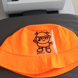 Cute Bucket Hat, Blue Hat, Orange Hat, Kawaii Illustrated Cotton Hat, Cozy Aesthetic Streetwear Accessory image 8