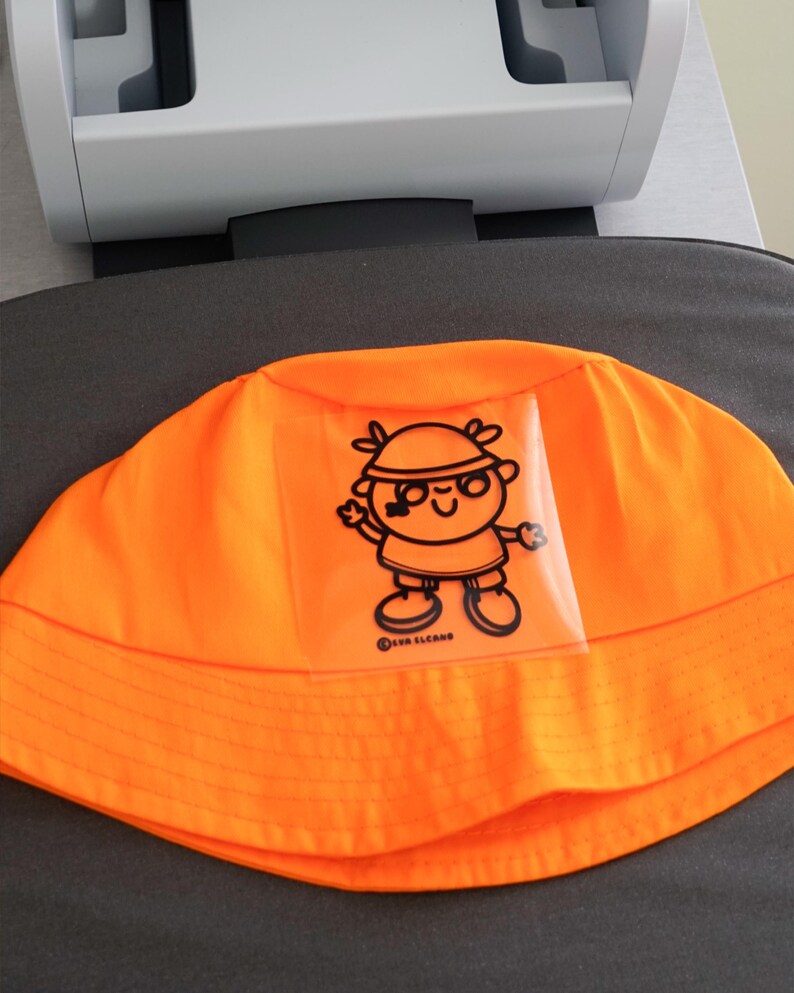 Cute Bucket Hat, Blue Hat, Orange Hat, Kawaii Illustrated Cotton Hat, Cozy Aesthetic Streetwear Accessory image 8