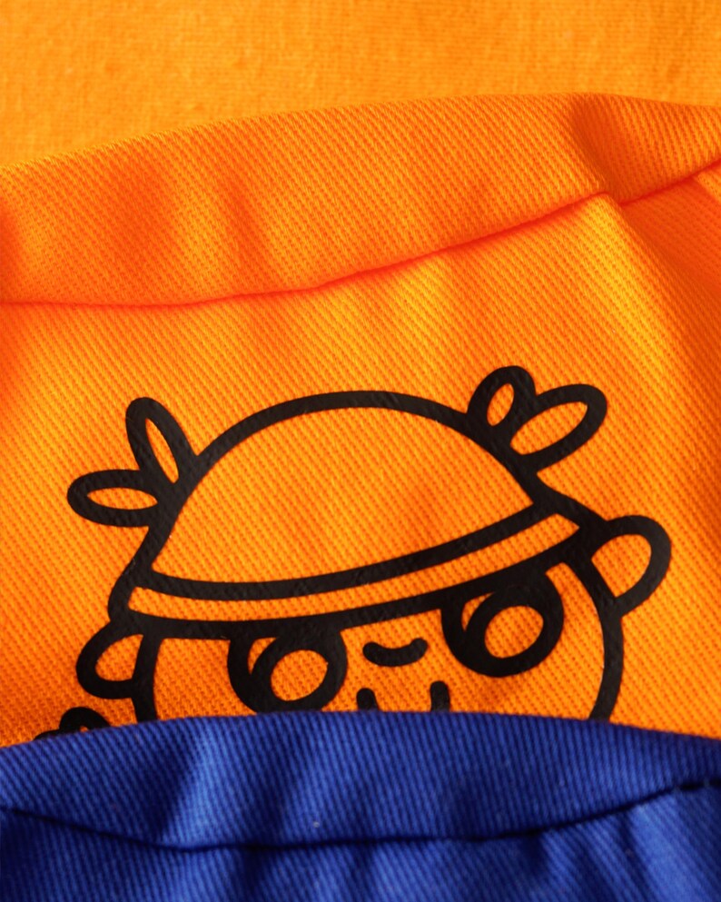 Cute Bucket Hat, Blue Hat, Orange Hat, Kawaii Illustrated Cotton Hat, Cozy Aesthetic Streetwear Accessory image 5