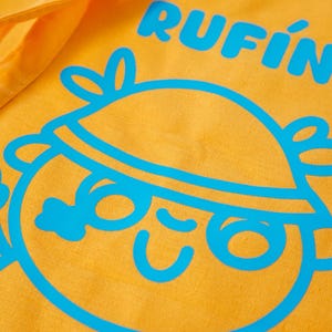 Torba z nadrukiem Rufin, śliczna torba z płótna, torba z kreskówkowym motywem Kawaii, wielokrotnego użytku torba na zakupy, niebieska lub pomarańczowa zdjęcie 3