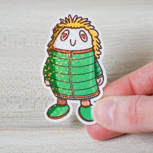 Holographic Sticker, Cute Kawaii Vinyl Character Sticker for Laptop, Water Bottle & Planner, Aesthetic Decor image 1
