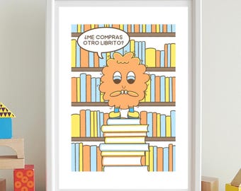 Uroczy wydruk artystyczny postaci, ilustracja, książki, księgarnia, sztuka ścienna