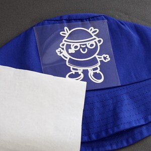 Cute Bucket Hat, Blue Hat, Orange Hat, Kawaii Illustrated Cotton Hat, Cozy Aesthetic Streetwear Accessory image 9