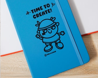 Rufín A5 Notebook Journal, Cute Illustrated Notebook, Hardcover Blank Journal, Kawaii Stationery, Orange or Blue Notebook