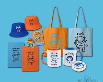 Rufín Cute Character Gift Set, Illustrated Stationery Bundle, Mug, Tote Bag, Notebook & More, Handmade Artist Collection
