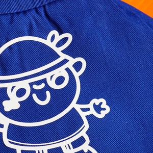 Cute Bucket Hat, Blue Hat, Orange Hat, Kawaii Illustrated Cotton Hat, Cozy Aesthetic Streetwear Accessory image 4