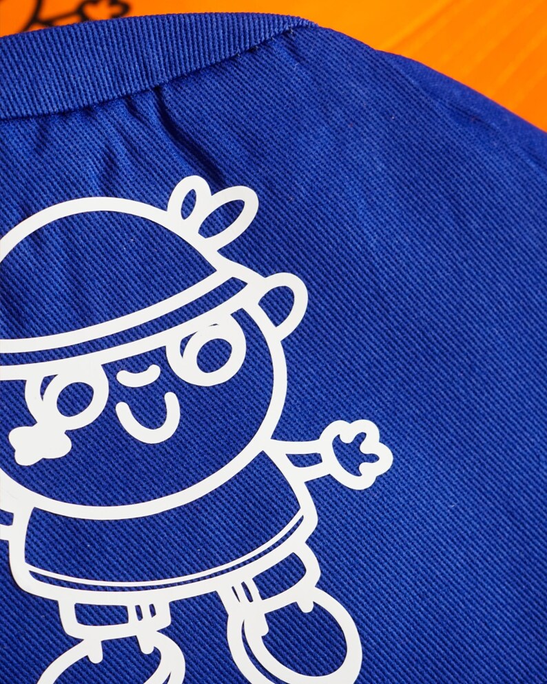 Cute Bucket Hat, Blue Hat, Orange Hat, Kawaii Illustrated Cotton Hat, Cozy Aesthetic Streetwear Accessory image 4