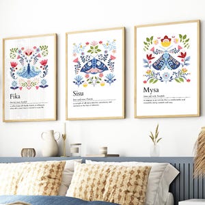 Hygge Skandinavischer Kunstdruck, Zikaden Schmetterling Motte Insekt Poster Galerie Set, Schweden Fika, finnische Sisu Wortkunst, dänisch nordisches Wohndekor
