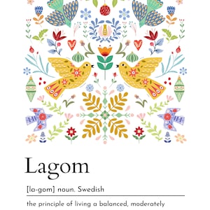 Scandinavian Definition print set of 3, Hygge art, Lagom, Koselig, folk art, Nordic Home Décor, Swedish Word, Danish word, Norwegian word image 7