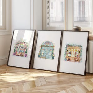 Set of 3 Paris Art Print Set, Girls Room Wall Decor, Paris Watercolor Art, Paris Travel Wall Art, French coffee shop, Parisian Cafe prints