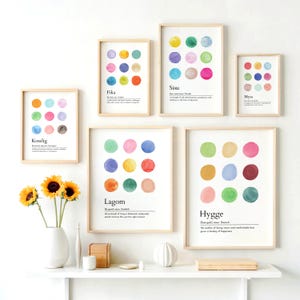 Printable Scandinavian wall art, Hygge Lagom Koselig Fika Sisu Mysa, Nordic Home Décor, Swedish Danish Norwegian abstract minimalist gallery
